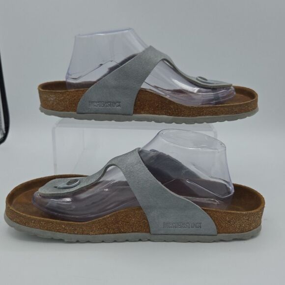 Birkenstock Gizeh Women EU 42 US SZ 11-11.5 Flip Flop Sandals Silver Thong Shoes - Picture 2 of 9